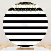 Lofaris Black-And-White Stripe With Glitter Dot Round Backdrop
